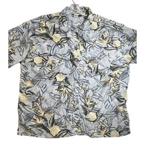 Island Blue Men's tropical pineapples 4XL button front rayon camp shirt floral